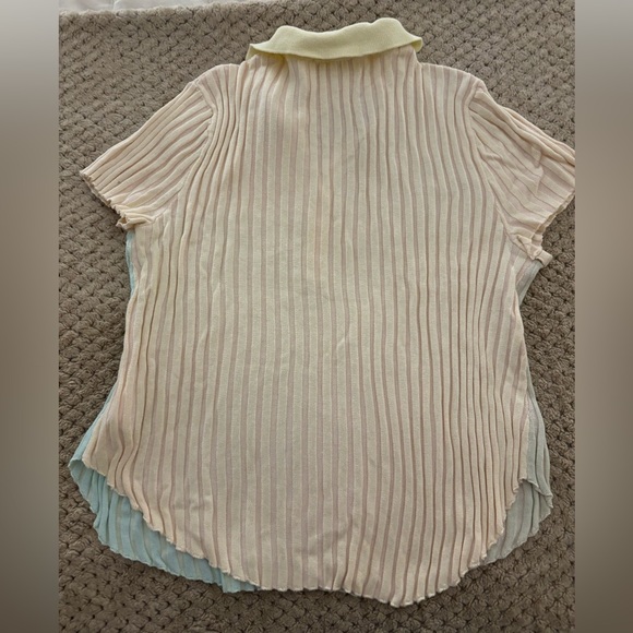 Frayed Pastel Short Sleeve Ribbed Polo Top Size Medium in great condition - Picture 6 of 9